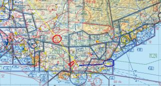 Complexité au niveau de Cannes - toutes ces formes géométriques sont des zones de contrôle